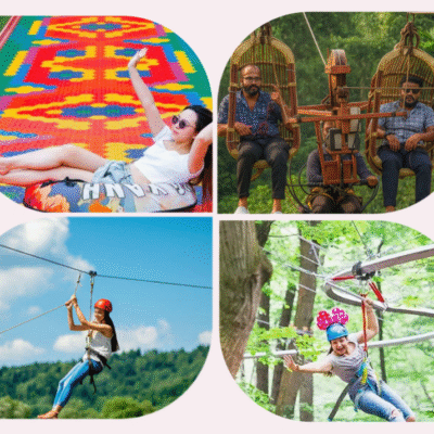 Zipcoaster+ Chair Zipline+ Zipline + Rainbow Slide